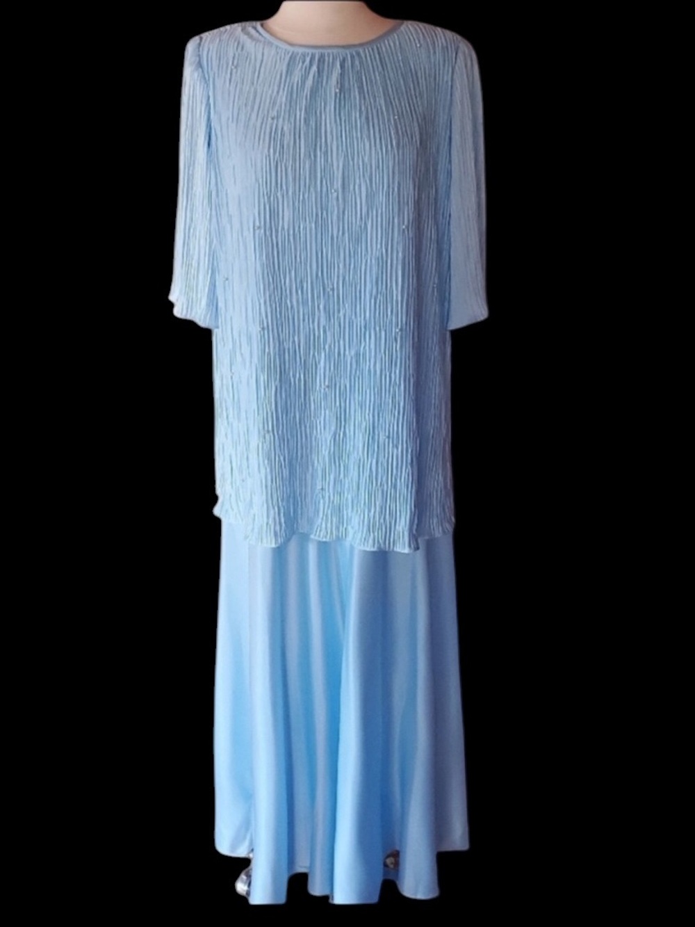1980s Satya's Fashion Baby Blue & Pearl Beaded‎ Gow